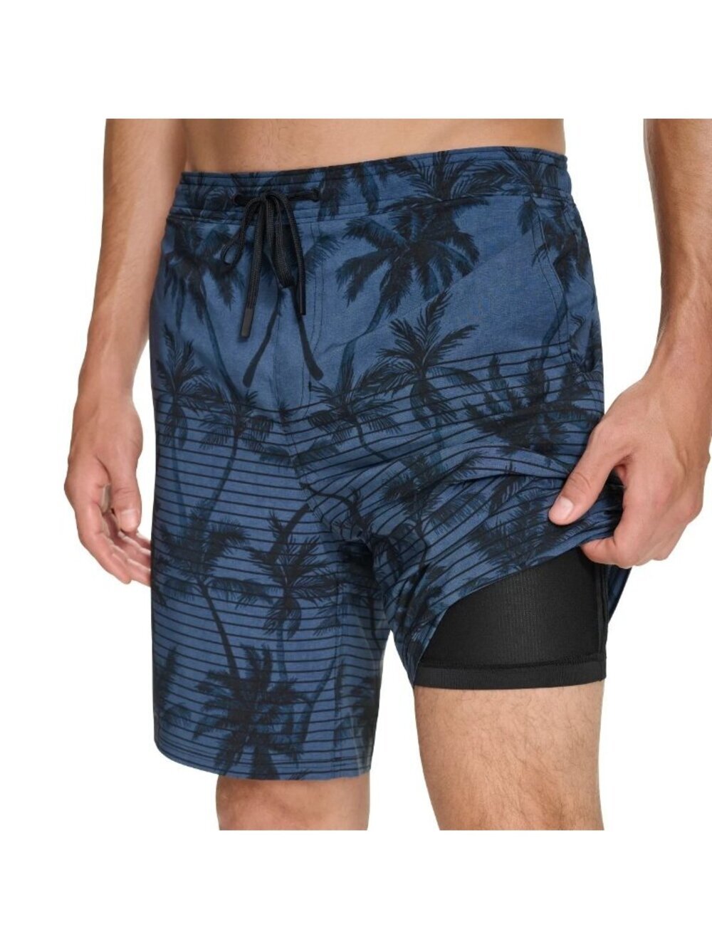 NWT Kirkland Signature Men's M Blue Swim Shorts Palm Print - Picture 3 of 12
